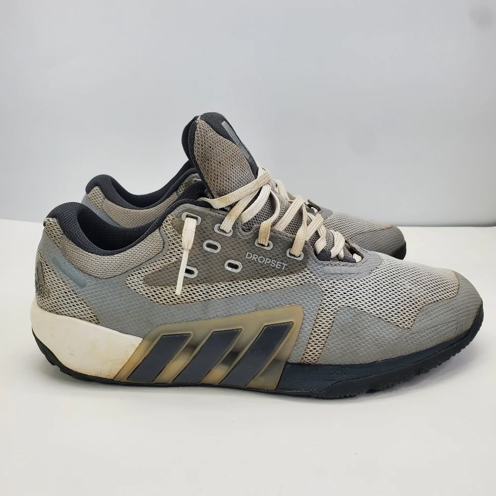adidas Dropset Shoes Men 11 Trainer Gray White Three Stripe Athletic Sneaker